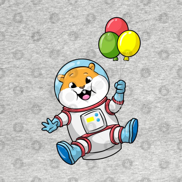 Hamster as an astronaut in costume with balloons by Markus Schnabel